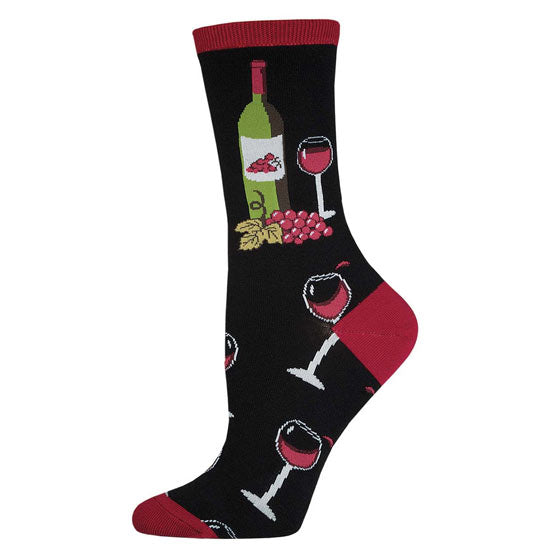 Wine Scene - Black (Women's' Socks)