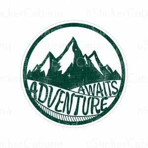 Sticker (Large): "Adventure Awaits" Mountains