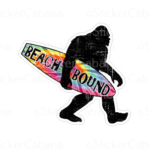 Sticker (Large): "Beach Bound" Bigfoot