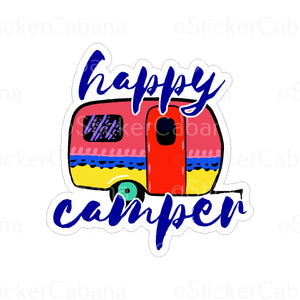 Sticker (Large & Small Options): "Happy Camper"