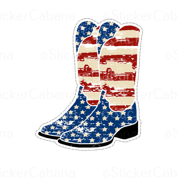 Sticker (Large & Small Options): USA Cowboy Boots
