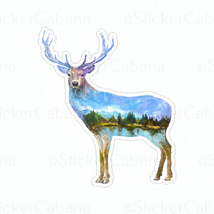 Sticker (Large & Small Options): Lake View Deer
