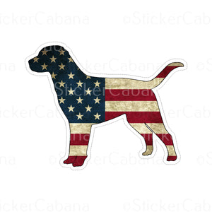 Sticker (Large & Small Options): USA Flag Dog