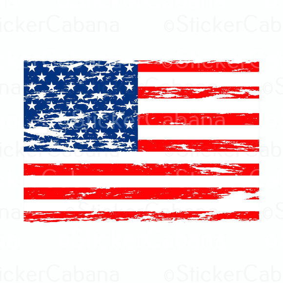 Sticker (Large & Small Options): Distressed American Flag