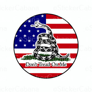 Sticker (Large & Small Options): "Don't Tread On Me" Snake On US Flag