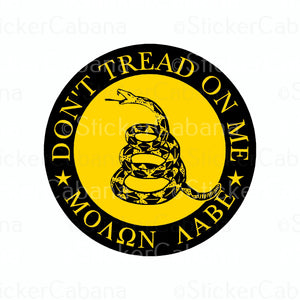 Sticker (Large & Small Options): "Don't Tread On Me" Snake On Yellow Circle