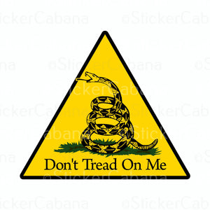 Sticker (Large): "Don't Tread On Me" Snake On Yellow Triangle