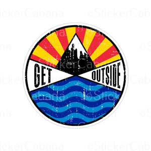 Sticker (Large & Small Options): "Get Outside" Mountains & Ocean