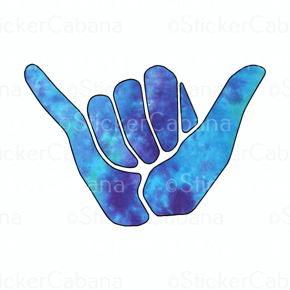 Sticker (Large): Blue Watercolor Shaka