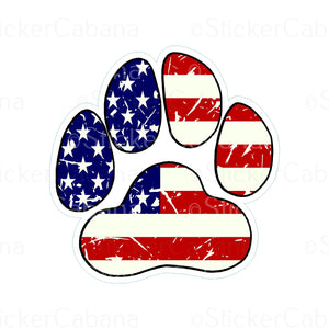 Sticker (Large & Small Options): US Flag Pawprint