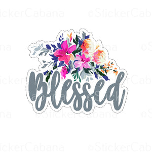 Sticker (Large): "Blessed" Flowers