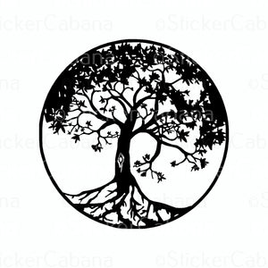 Sticker (Large & Small Options): Tree Of Life - Black & White