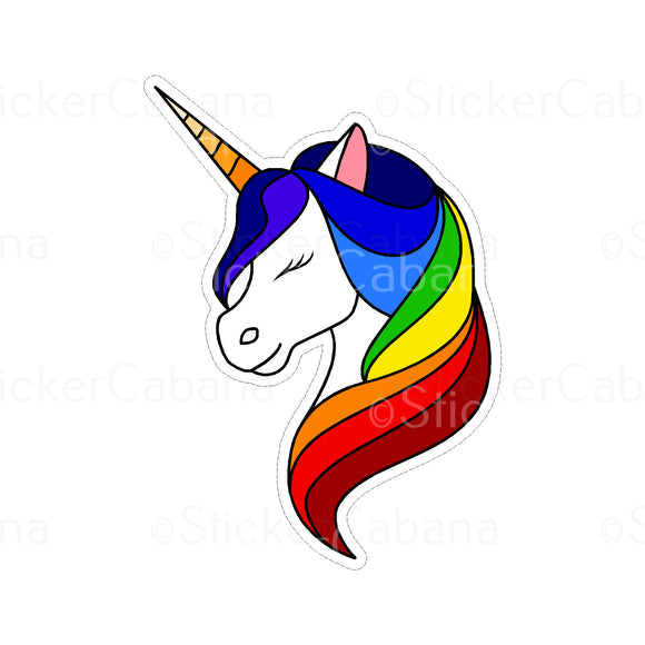 Sticker (Large & Small Options): Rainbow Unicorn Head