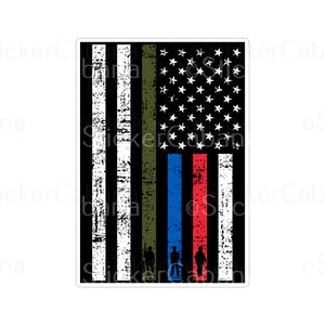Sticker (Large & Small Options): Red Blue Green Stripe USA Flag