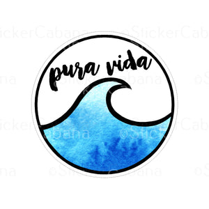Sticker (Large): "Pura Vida" Ocean Wave